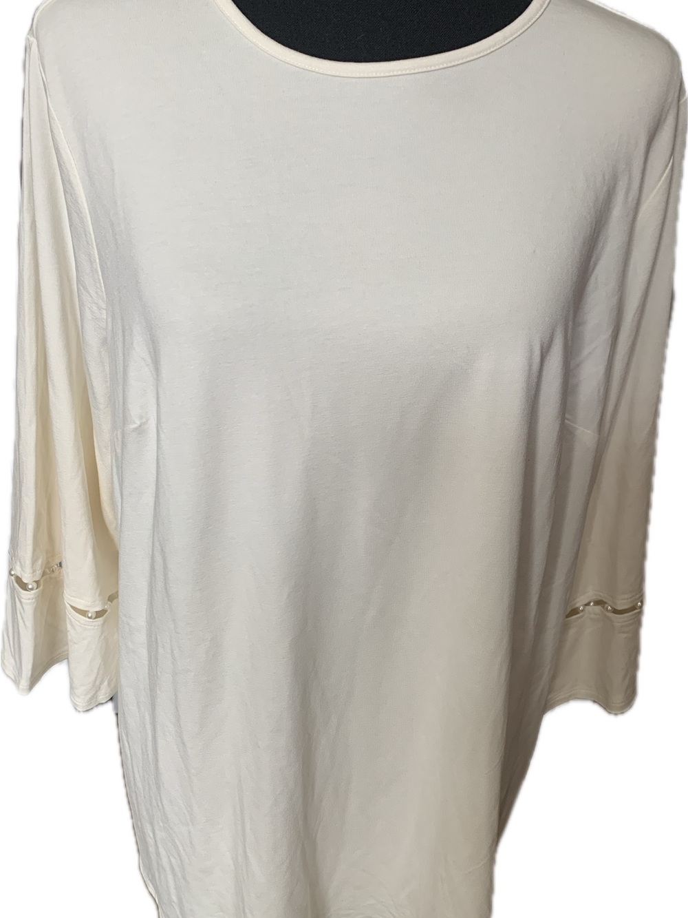 J. Jill Ivory Boatneck Tunic with 3/4 Sleeves